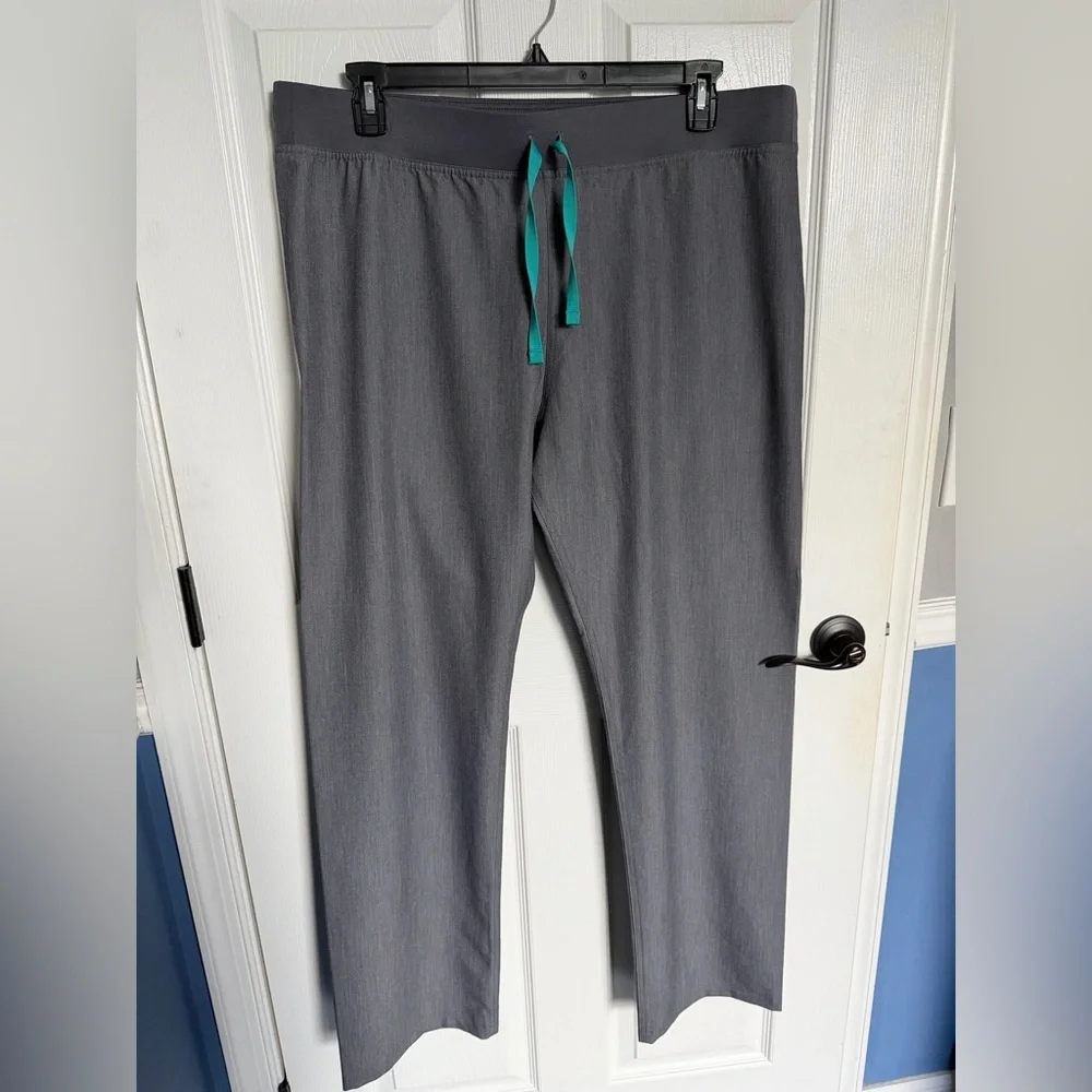 Figs Men's Charcoal Sweatpants with Teal Drawstring XL/T